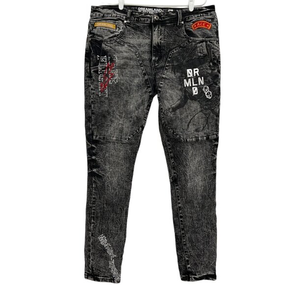 Dreamland Men's Denim Jeans Size 38 Maneuver Pierced Rinse Black 1st Gen - Picture 1 of 11